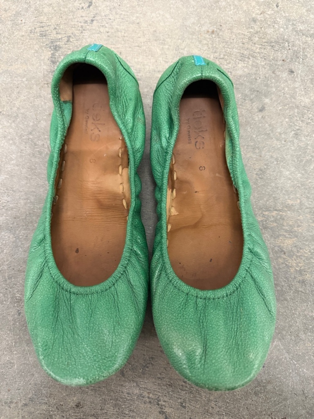 Tieks Green Leather Foldable Ballet Flats